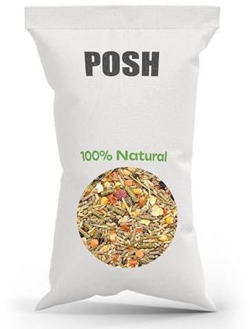 POSH Mangime per conigli, 10 kg, miscela naturale con verdure, erba medica e cereali, alimento completo per conigli nani, omega-3, vitamine e minerali