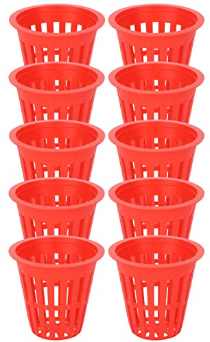 aqxreight 10pcs Pflanzkorb für Hydroponische Kultivierung Plastik -Netzbecher für Balkon und Gartengebrauch (Rot)