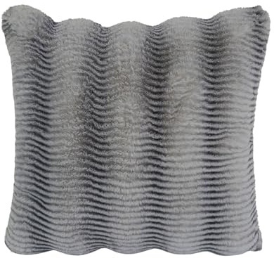 Quantum Interior by Maxland Fellkissen für Sofa & Bett, Wohn- und Dekokissen in eleganter Felloptik, extra weiches, gefülltes Kunstfellkissen, Langhaarkissen, Sofakissen ca.50x50 cm (Grau 60x60)