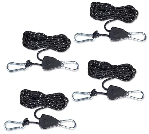 YIPFEN Set di 4 tenditori riflettenti regolabili da 4 m con corda da 4 mm per vela ombreggiante, campeggio, tenda, esterno, nero