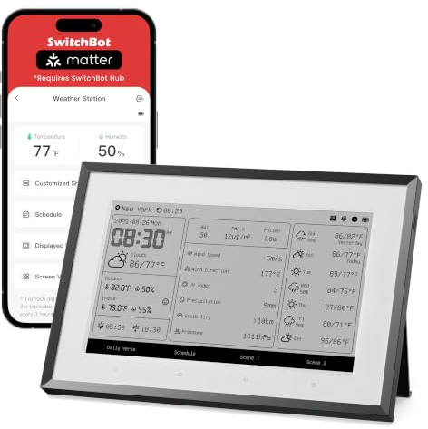 SwitchBot Home Dashboard E-Ink, Stazione Meteo WiFi con Calendario Digitale