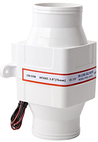 Wakects 75mm Ventola Estrazione, Ventilatore in linea, Ventilatore del Condotto di Ventilazione per yacht, edifici, roulotte