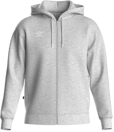 Umbro Mens Club Leisure Full Zip Hoodie (M) (Grey Marl/White)