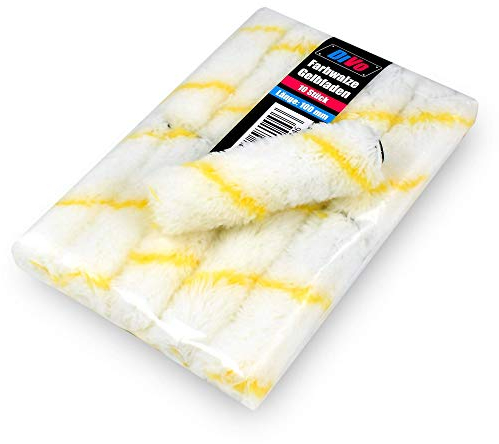 10er Pack 10 cm Acryl Gelbfaden Farbwalze Malerwalze Farbroller Heizkörperrolle