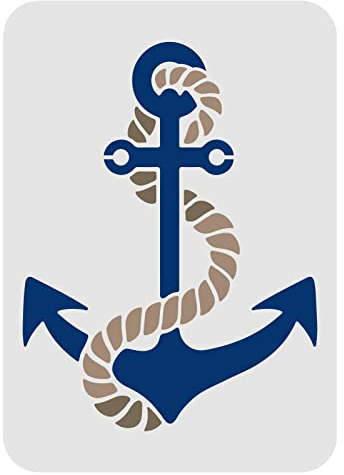 FINGERINSPIRE Anker Schablone Schablone 21x29.7cm Nautische Malerei Schablone mit Helm Muster Wiederverwendbare Kunststoff Zeichnung Schablone für DIY-Projekte Crafts