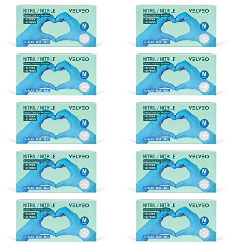 1.000 Stück Nitril Untersuchungshandschuhe blau, Größe wählbar: XS, S, M, L, XL, XXL Einweghandschuhe Einmalhandschuhe 10 Boxen á 100 Stück Größe M