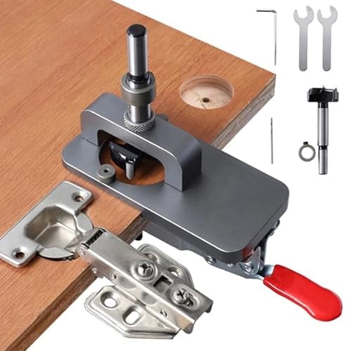 35mm Scharnier-Bohrschablone Verdeckte Scharniervorrichtung Scharnier Jig Bohrer Guide Set Scharnier Bohrvorrichtungs Set DIY für Holzbearbeitung Schrankscharniere und Montageplatten