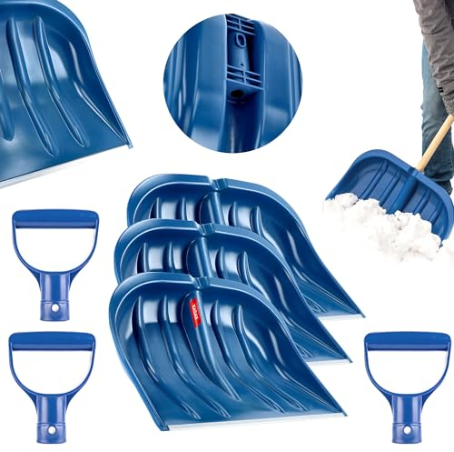 KADAX Schneespaten, 49 cm breit, Schneeschaufel ohne Stiel, Schneeschieber, Schneeräumer, Kunststoffschneeschaufel, Schneeschippe (3, Blau mit Alukante)