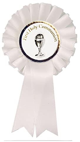 Widdle Gifts Ltd Weiße Rosette mit erhabenem Kelch zur Erstkommunion C1906 0614, weiß, Einheitsgröße