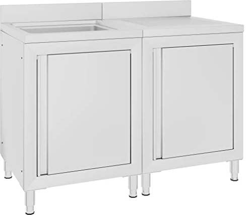 INLIFE Gastro-Spülenunterschrank Edelstahl 120x60x96 cm,47.8kg,3058270