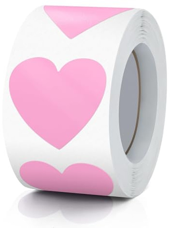Autocollants Cœur Rose Étiquettes Autocollantes En Forme De Cœur Rouleau 38mm Petit Code Couleur Heart Sticker Pour Mariages Scrapbooking Cadeaux Saint-Valentin 500 Pièces