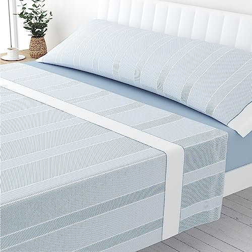 Victorio & Lucchino Juego de Sábanas Estampadas de Verano 100% Algodón Percal. 180 Hilos (Cama 150cm (1 Almohada), Emily - Celeste)