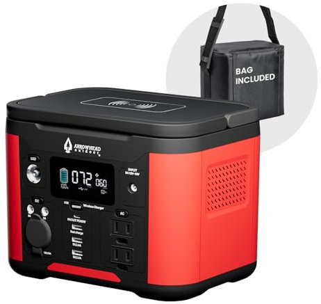 ARROWHEAD Outdoor - Estación de energía portátil de 296 W, litio, generador solar, 120 V/300 W (pico 600 W), salida de CA de onda sinusoidal pura, USB-C PD 60 W, funda, exterior, emergencia en el