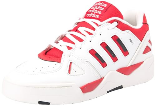 adidas MIDCITY Low Shoes, Scarpe da Basket Uomo, Cloud White/COLRED/Carbon Black, 38 EU