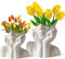 CEMABT Keramik Frau Körper Gesicht Vase Set, Kleine Dekorative Einzigartige Moderne Minimalismus Nordische Blumenvase für Wohnzimmer Tischdekoration, Weißer Kopf und Körper Weibliche Form