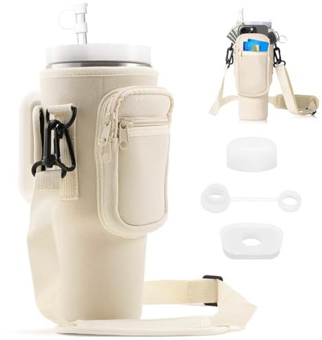 CHRI Bolsa de transporte para Stanley Cup, accesorios para Stanley Cup 40oz 30oz (Beige)