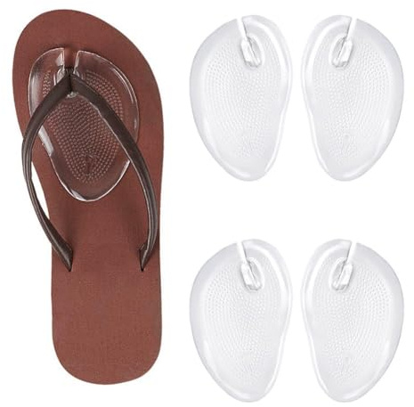2 Pairs Thong Sandal Cushions Pad, Silicone Thong Flip Flop Cushion Clear Sandal Toe Protectors Sandal Gel Anti Slip Forefoot Cushions Inserts for Foot Protection for Sandals Men Women