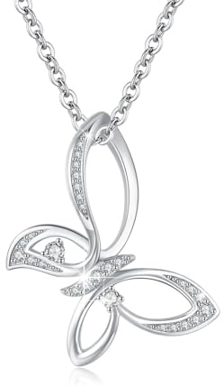 OHAYOO Schmetterling Kette 925 Sterling Silber Ketten Silberkette 18K Vergoldet Schmetterling Schmuck für Damen Mädchen