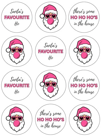 12 x 6cm Christmas Santa Ho theme edible cocktail Hot chocolate drink toppers uncut