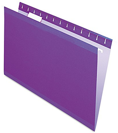 Pendaflex Reinforced Hanging File Folders, Legal Size, Violet, 1/5 Cut, 25/BX (4153 1/5 VIO)