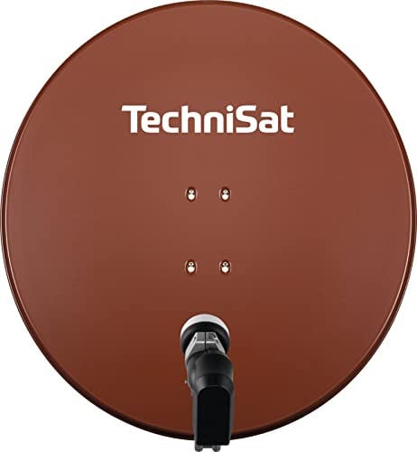 TechniSat SATMAN 850 Plus - Satellitenschüssel für 2 Teilnehmer (85 cm Sat Spiegel mit Masthalterung und 40mm Universal-Twin-LNB) rot