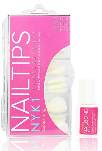 Natural Acrylic False Nail Tips with Strong Nail Glue - BEST PROFESSIONAL Strong Naturally Fake Nails Tip Kit Acrylics Set Plastic Artificial Fingernail Extension Flexible UV LED Gel Nail Art