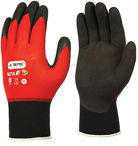 Skytec Beta 1 Red Nitrile Ultra Thin Super Light Work Wear Safety Gloves 1 Pair (Medium)