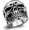 Flongo Herrenring Männer Ringe Siegelring Bandring Totenkopf Schädel Silber Daumenring Gotik Punk Rock Motorradfahrer Biker Schmuck Herren-Accessoires Größe 62
