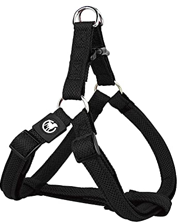 DDOXX Harnais Chien Step-in Air Mesh, Rembourrée, Réglable | Nombreuses Couleurs & Tailles | pour Petit, Moyen Gros & Grand | Harnais de Poitrine Chat Chiot | Noir, M