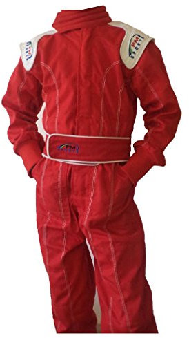 Kids/Children New Karting/Race Overall/Suits Polycoton Indoor & Outdoor (Red, 128-134)