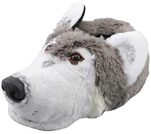Tierhausschuhe Unisex Hausschuhe Schlittenhund Husky, Grau