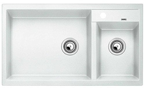 BLANCO METRA 9 | Granitspüle aus SILGRANIT weiß | Einbauart: Einbau von Oben | Hauptbecken links | für 90 cm breite Unterschränke | Doppeltes Becken für eine benutzerfreundliche Nutzung