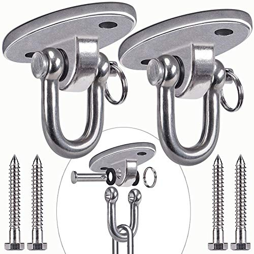 SELEWARE 2 Pezzi 900kg in Acciaio Inossidabile 180 ° Appendini per Altalena, Ganci per Altalena Resistenti per soffitto in Cemento Legno, Hardware per Portico Portico Parco Giochi