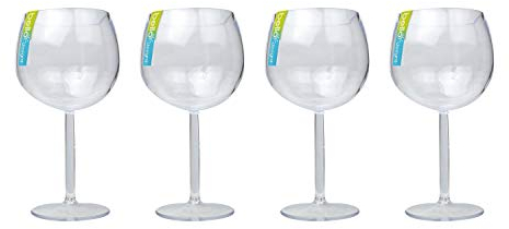 YöL 4X Gin Cocktail Glasses Balloon Clear Re-Usable Plastic Cup Home Picnics BBQ Summer Party Tableware Drinks Cup Glasses Drinkware Outdoor Durable Gin Glasses