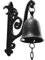DECONOOR Vintage Gusseisen Dinner Bell als Eingangstür Glocke, Außendekor oder Innendekoration Wandmontierte antike Dekorglocke, tiefschwarz