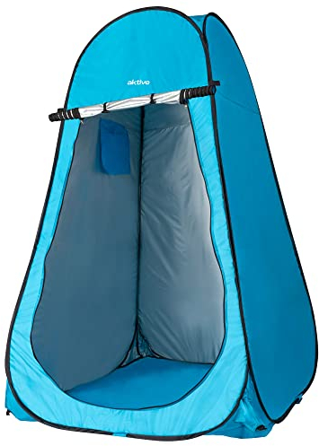 AKTIVE Tienda ducha cambiador para camping con suelo Aktive 120x120x185 cm celeste (62163)