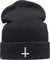 Strickmütze: Petruskreuz - Umgedrehtes Kreuz Black Metal Satan Pentagram Cross Hail Teufel Devil - Wintermütze Beanie Mütze - Damen & Herren Frauen & Männer (One Size Schwarz Weiß)