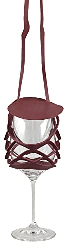VINSTRIP® GLASSLING BORDEAUX- Weinglashalter zum Umhängen mit Schutzdeckel - praktischer Netzglashalter für Festivals, JGA, Stehparties, Weinwanderung, Geburtstagsausflug, ...