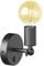 ledscom.de Vintage Wand-Leuchte FETRO Schalter, schwarz, schwenkbar + LED Lampe gold max. 818lm, 3-Stufen dimmen, extra-warmweiß