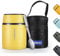 Healter-500ml Food flasks for hot food Soup flask Thermal food container Portable Stainless Steel Food Containers with Insulated Bag & Folding Spoon Keep Hot/Cold for 12 Hours(Yellow)