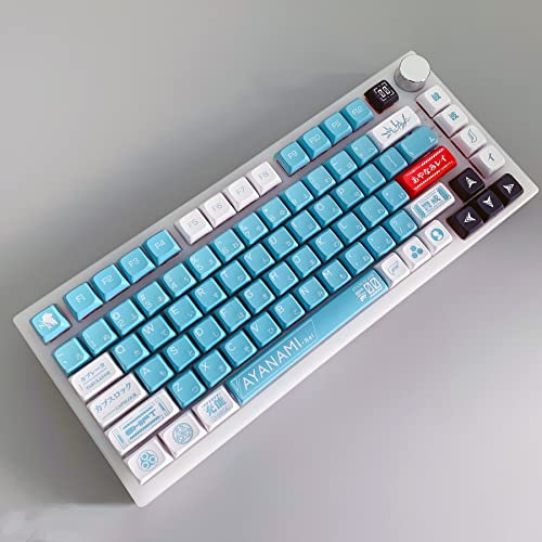 DucKey Evangelion Keycap Set, Eva PBT Dye-Sub DSA Profile Anime Keycap per MX Switch Tastiera da Gioco Meccanica (Color : EVA-00, Size : DSA)