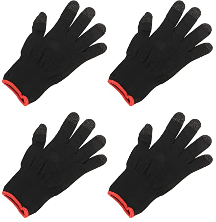 sourcing map Game Gloves Finger Gaming Handschuh Atmungsaktiv Anti Schweiß Touch Mobile Game Controller Handschuh Schwarz für Mobile Gaming, 4 Stück