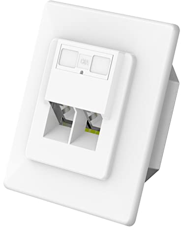 LEENUE Prise réseau encastrée CAT7, prise LAN RJ45 CAT6A blindée, prise Ethernet 2 ports RJ45, 10 Gigabit Ethernet POE, blanche