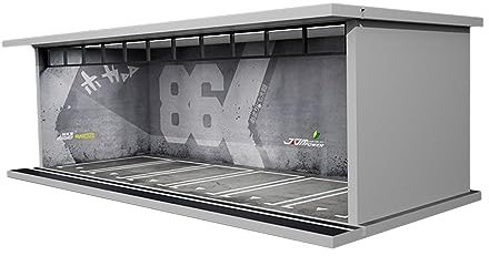 Harilla 1/64 Druckguss-Auto-Vitrine mit Parkplatz-Szene, Tischdekoration mit Licht, Auto-Garage-Vitrine für Sammler, Spielzeugautos, Sportwagen, Stil c
