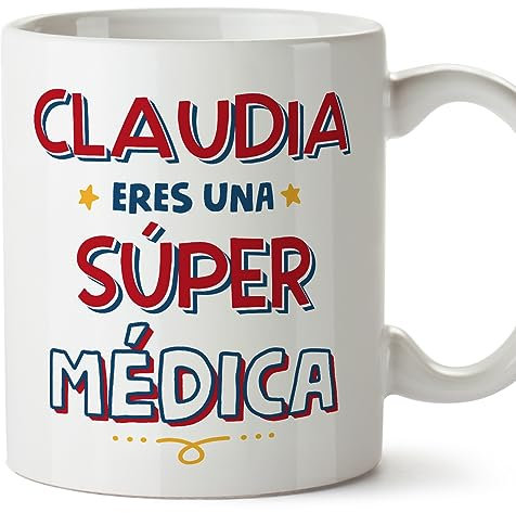 MUGFFINS Tazas Personalizadas para MÉDICA mujer - En Español - Eres Súper - 11 oz / 330 ml - Regalo Personalizable original y divertido