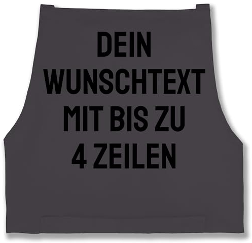 Schürze - Aufdruck selbst gestalten - Wunschtext I Eigener Text I Personalisierter Text I Custom Text - 85x69 - Anthrazit - kochschürze bedrucken lassen kochschuerze maenner personalisierte name