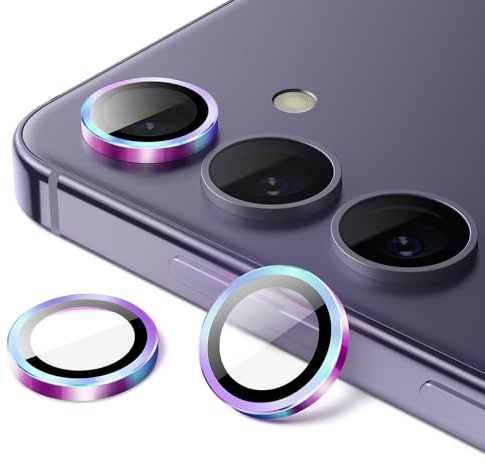 JETech Camera Lens Protector for Samsung Galaxy S24+ / S24 Plus, 9H Tempered Glass Metal Individual Ring Cover, Easy Installation Tray, HD Clear, 1 Set (Colorful)