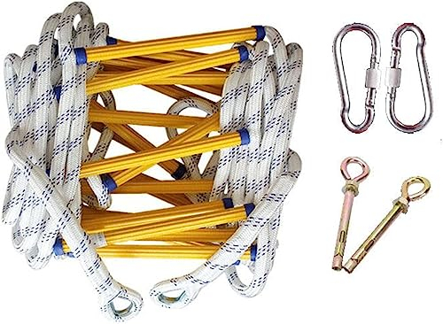 Soft Ladder Notfall-Feuerleiter-Strickleiter mit 2 Haken, weich und kompakt, einfach für Erwachsene einzusetzen und zu verwenden. Strickleiter (20 m)