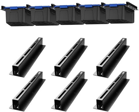 Dtructiew Overhead - Scaffali portaoggetti da 43,2 cm, per garage, da appendere al soffitto, organizer da appendere per borse, contenitori da soffitto resistenti (6 confezioni, per 5 bidoni), nero