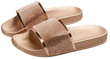 Genérico Chanclas Pala para Mujer Chanclas Hombre Zapatillas de Mujer de Colores con de imitación Mujer, Gruesa, cómodos y versátiles Zapatos de Playa Chanclas Verano Chanclas Goma (Rose Gold, 40)